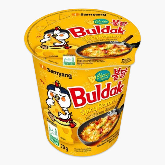 Buldak Cheese Cup 70 g – koreanische Instantnudeln mit Käse und Schärfe, cremig-würzig im Becherformat von Samyang
