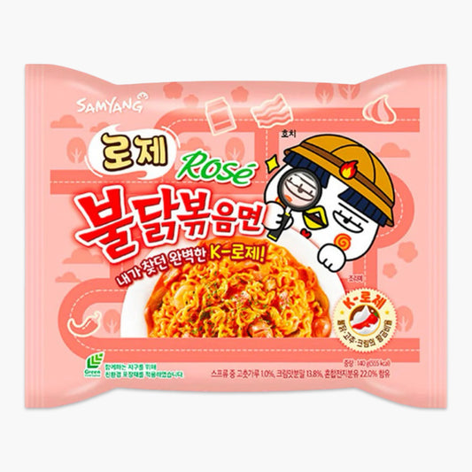 Buldak Ramen Rose 140g – koreanische Instantnudeln mit cremig-scharfer Rahmsauce, Samyang Spezialität aus Korea