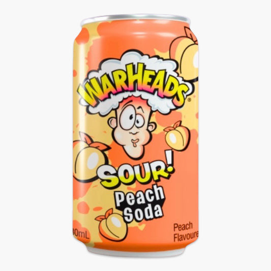 Warheads Sour Peach Soda 355 ml – knallige Pfirsich-Limonade mit extrem saurem Geschmack, kultiges TikTok-Trendgetränk aus den USA