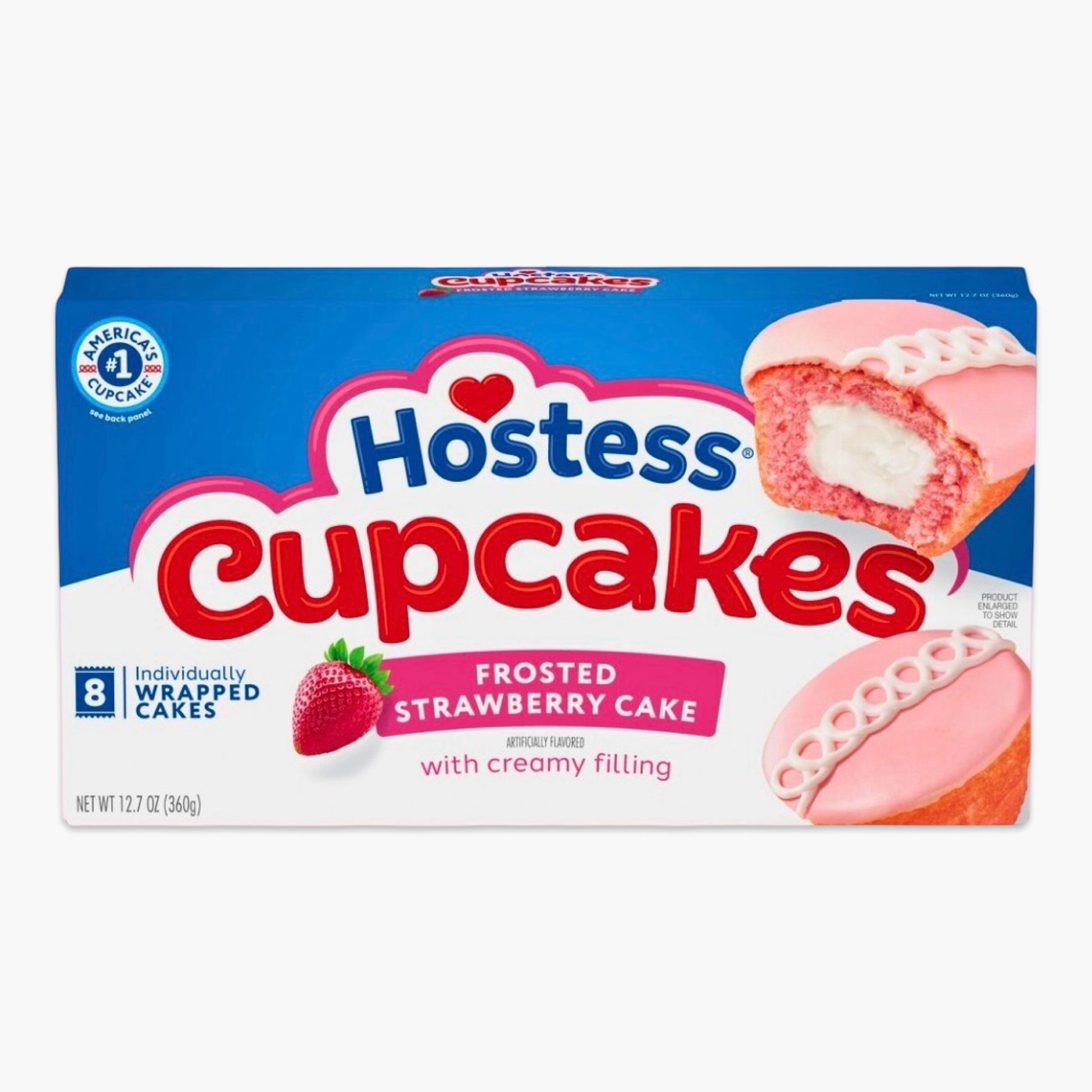 Hostess Cupcakes Frosted Strawberry 360 g – mit Erdbeercreme gefüllte Mini-Kuchen mit Schokoglasur, einzeln verpackt, USA-Klassiker