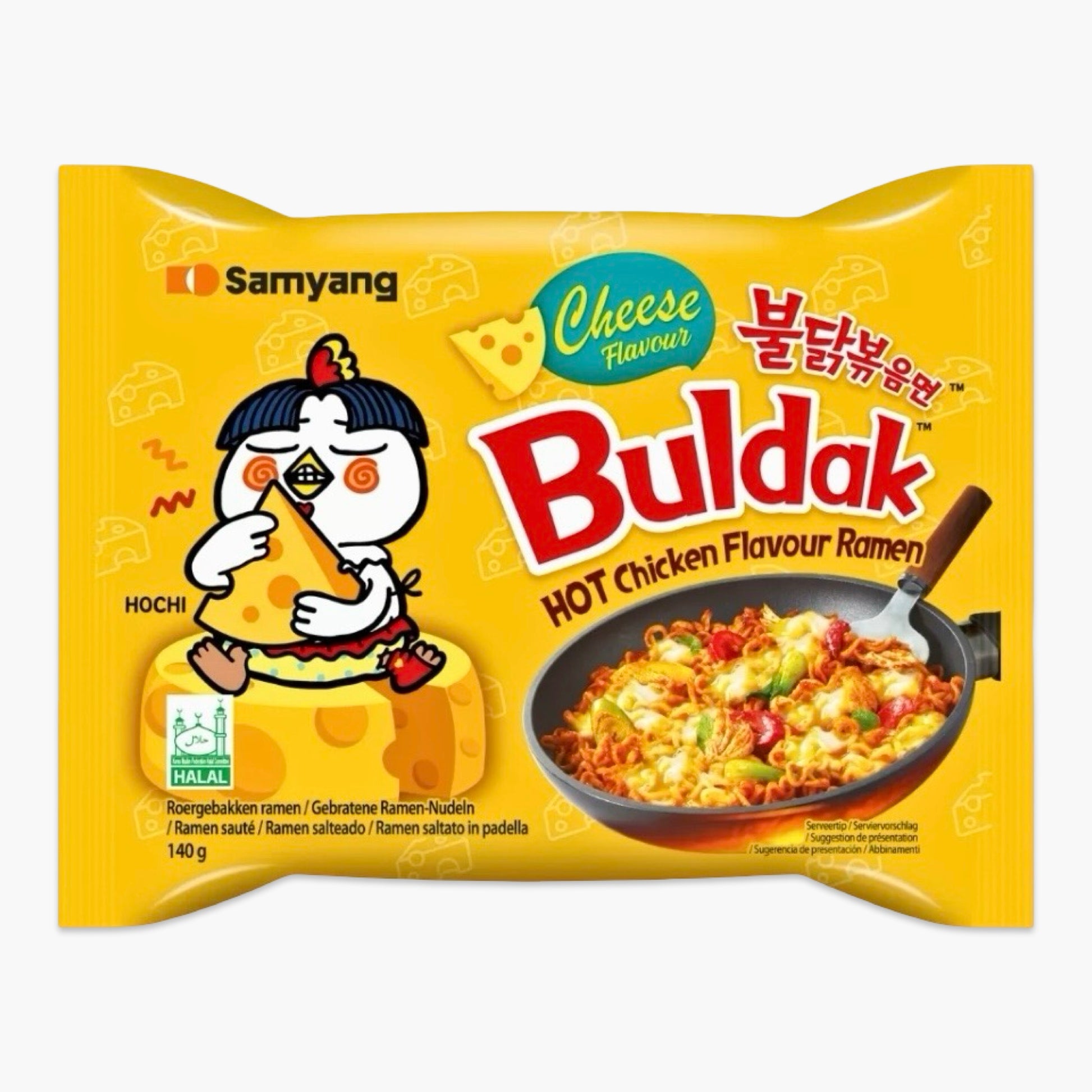 Samyang Buldak Cheese Ramen 140 g – koreanische Instantnudeln mit scharfer Sauce und Käsegeschmack, beliebte Asia-Ramen-Edition