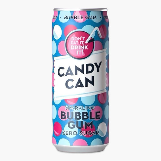 Candy Can Bubble Gum 330 ml – zuckerfreier Softdrink mit Kaugummi-Geschmack, vegane Limonade in pinker Retro-Dose