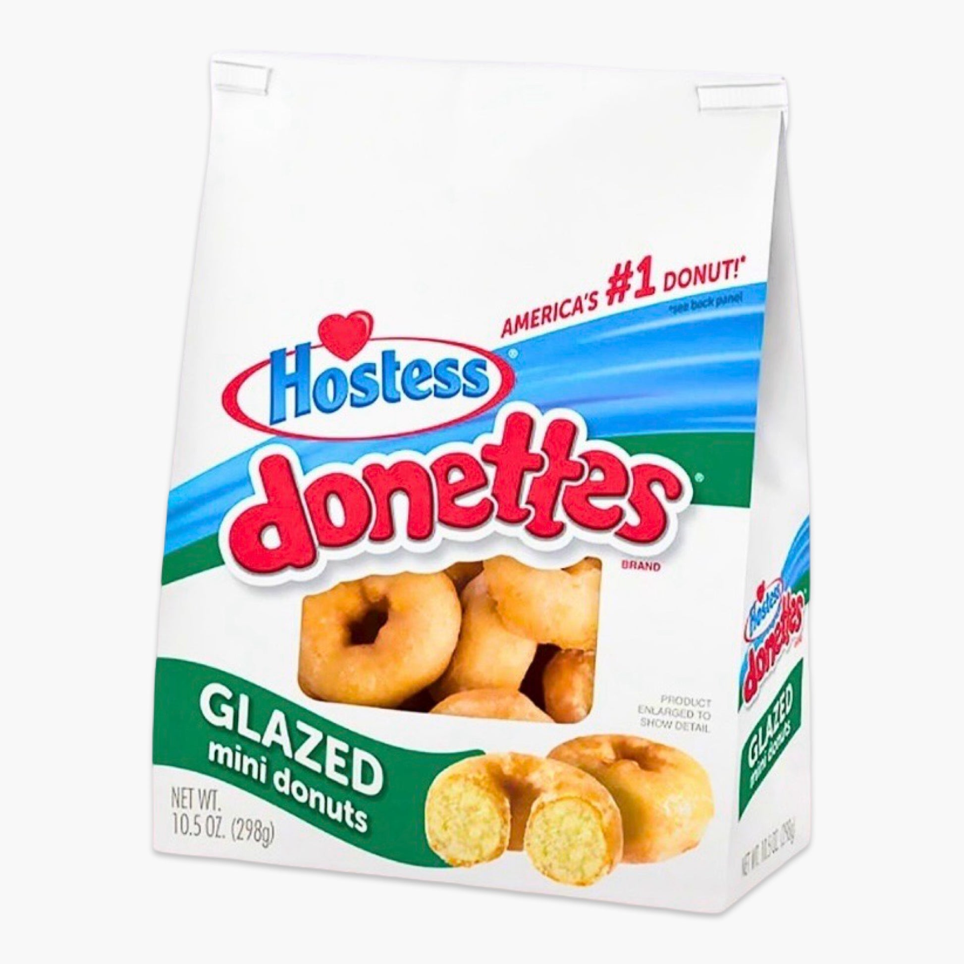 Hostess Donettes Glazed Donuts 298 g – kleine Donuts mit Zuckerglasur, weiches Gebäck aus den USA, ideal zum Snacken und Teilen