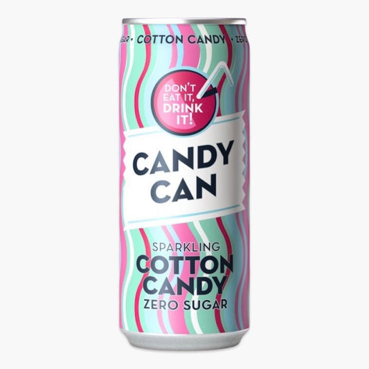 Candy Can Cotton Candy 330 ml – veganer Softdrink mit Zuckerwatte-Geschmack, zuckerfrei, kalorienfrei, in auffällig pinkem Design