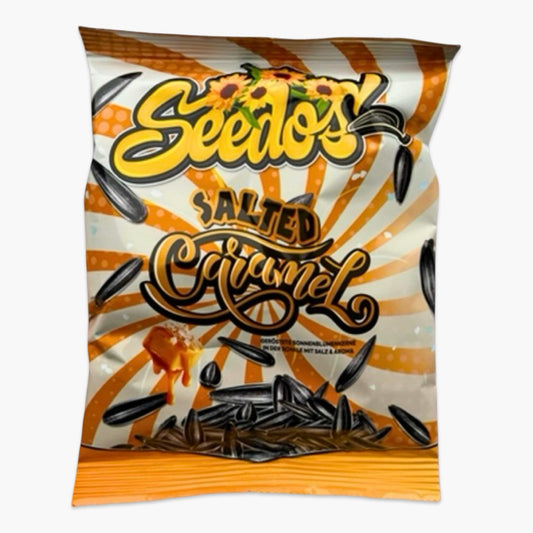 Seedos Salted Caramel 100 g – karamellisierte Sonnenblumenkerne mit Meersalz, süß-salzig, veganer Snack in praktischer Tüte