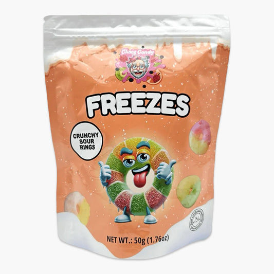 Chaos Candy Freezes Crunchy Sour Rings 50g – gefriergetrocknete saure Fruchtringe mit knuspriger Textur und intensivem Geschmack