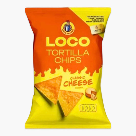 Loco Tortilla Chips Classic Cheese 100 g – goldgelbe Tortilla-Chips mit würzigem Käsegeschmack im knusprigen Format