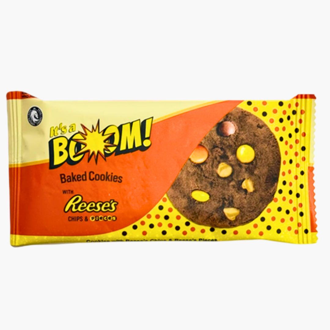BOOM Reese’s Peanut Butter & Pieces 25 g – amerikanischer Cookie mit Erdnussbutter‑Chips & Pieces, Snackpackung bei Four5