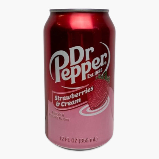 Dr Pepper Strawberry & Cream 355 ml – US-Limited Edition mit Erdbeer- und Sahne-Geschmack, kultige rot-weiße Dose