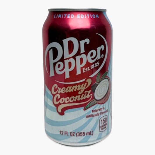 Dr Pepper Creamy Coconut 355 ml – limitierte USA-Edition mit Kokos-Sahne-Geschmack, stylische Dose mit sommerlichem Design