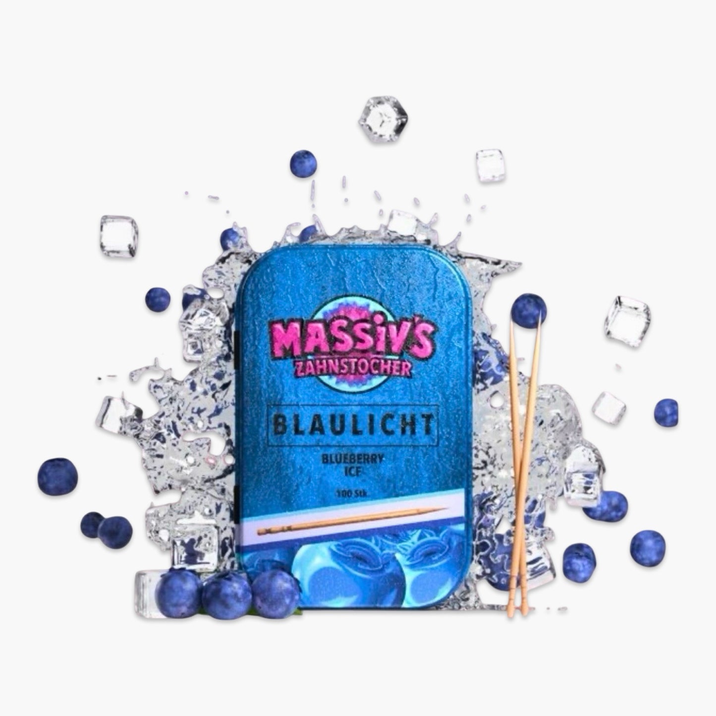 Massivs Zahnstocher - Blaulicht Blueberry Ice 100stk
