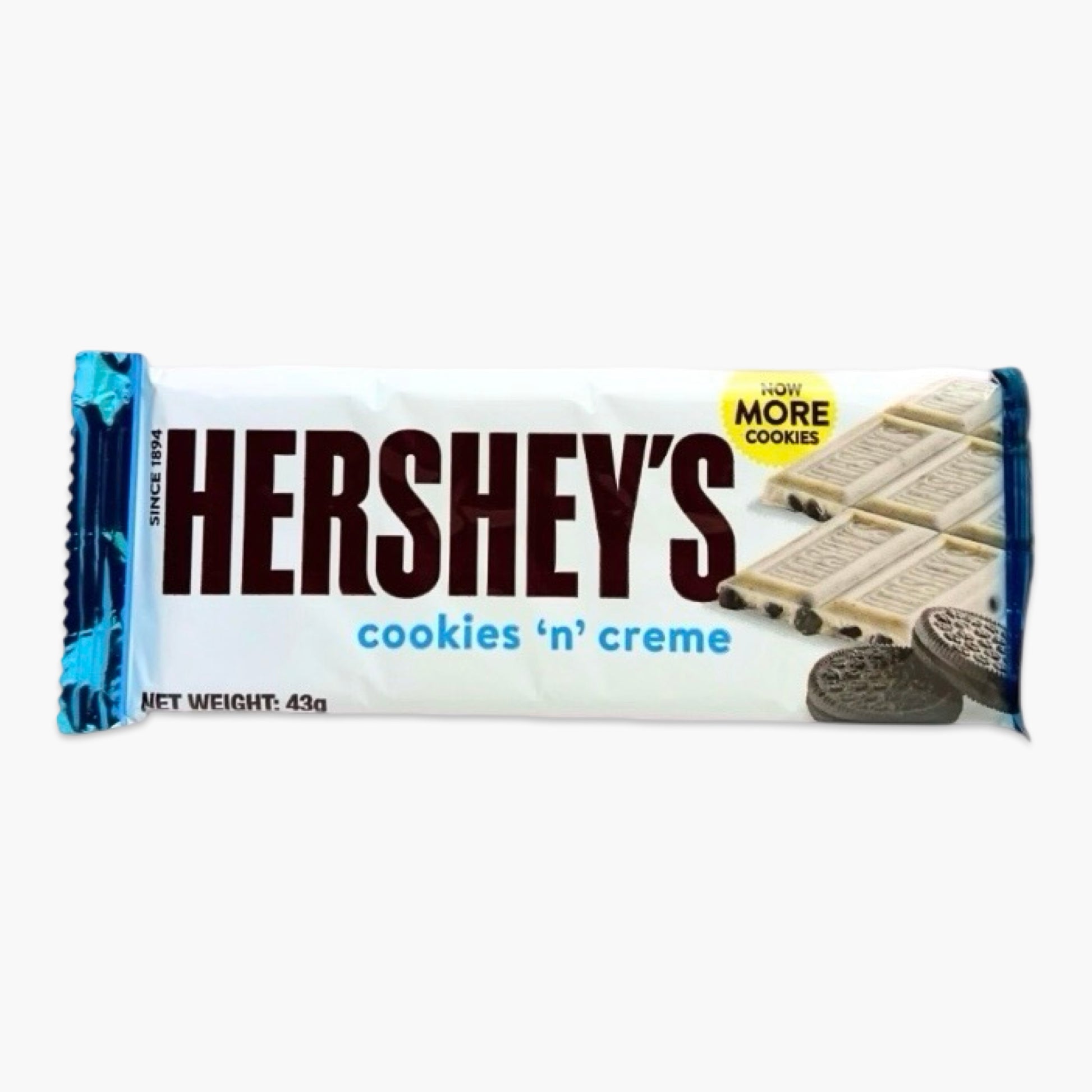Hershey’s Cookies 'n' Creme 43 g – weiße Schokolade mit knusprigen Keksstücken, US-Schokoriegel mit Kultstatus im typischen Hershey's-Design