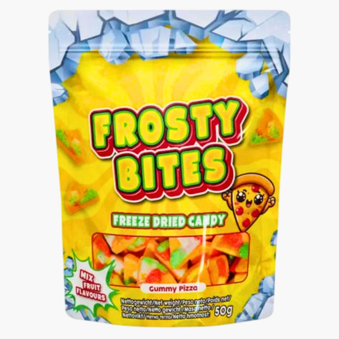 Frosty Bites Gummy Pizza 50 g – bunte Fruchtgummi-Pizza in Mini-Slices, fruchtig & soft, ideal für Kinder und Partys
