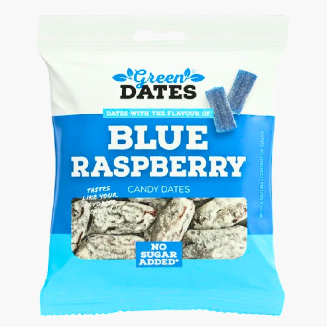 Green Dates Blue Raspberry 90 g – weiche Datteln mit blau‑himbeerigem Aroma, vegan & glutenfrei Snack kaufen bei Four5