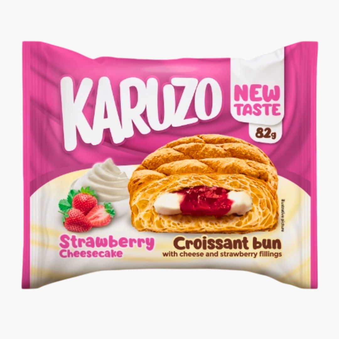 Karuzo Croissant Strawberry-Cheesecake 82 g – süß gefülltes Croissant mit Erdbeer-Käsekuchen-Creme, jetzt bei Four5 erhältlich