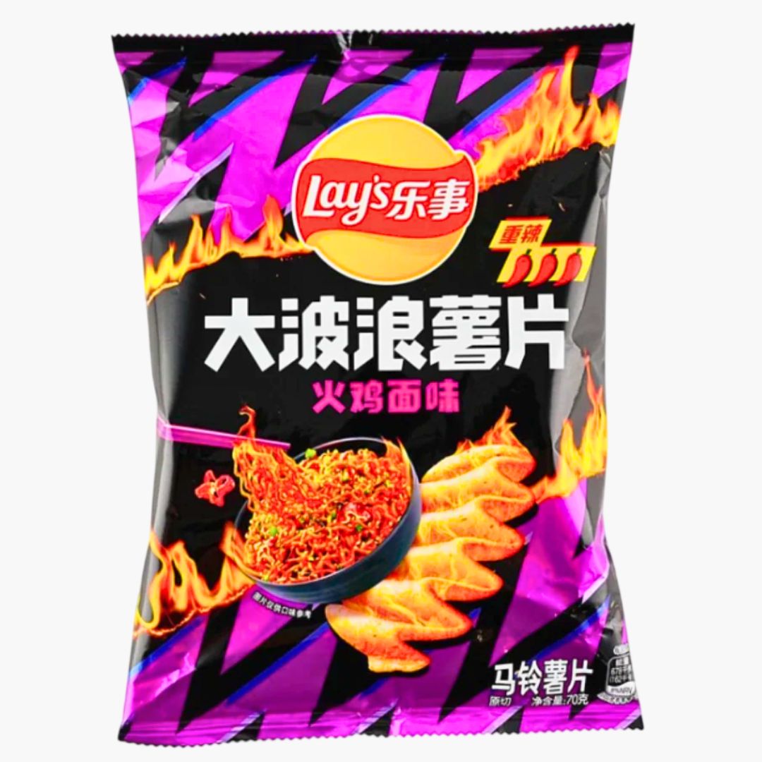 Lay’s Big Waves Spicy Chicken Noodles 70 g – geriffelte Chips mit würzig-scharfem Nudelgeschmack bei Four5