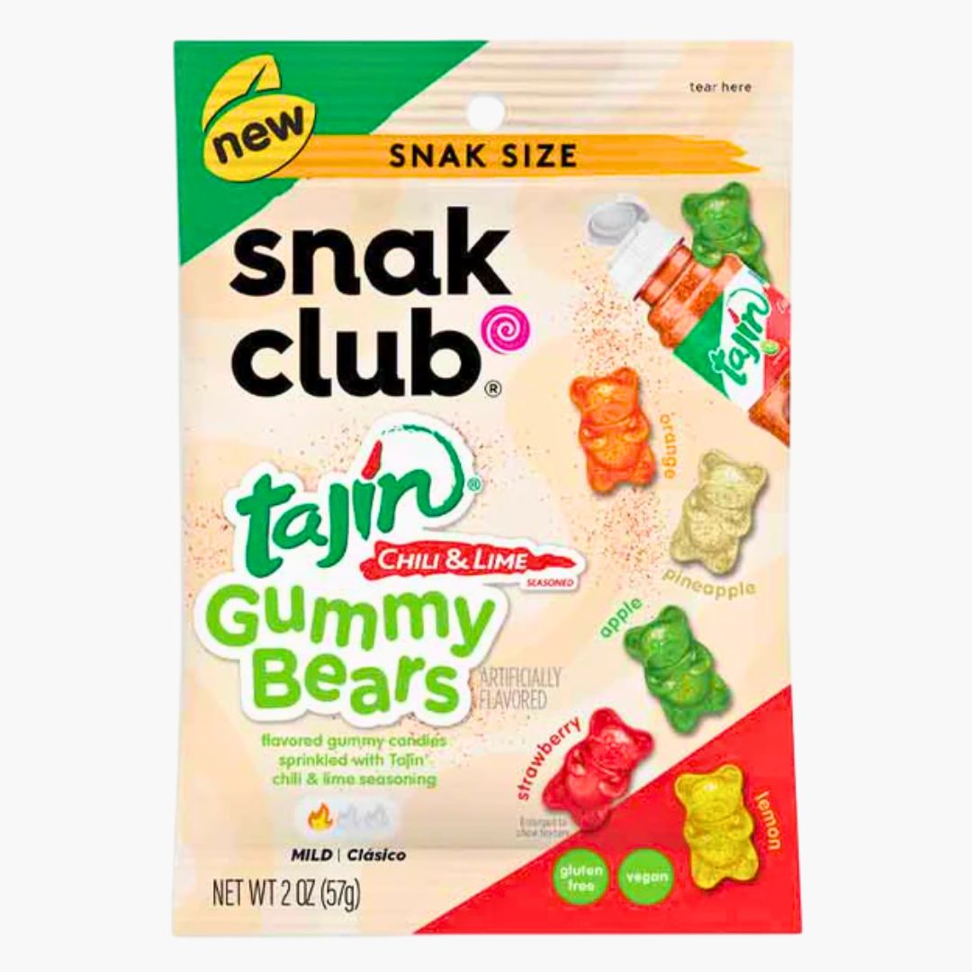 Snak Club Tajin Gummy Bears 57 g – fruchtige Gummibärchen mit Tajín Chili‑Lime Würze, süß‑sauer snacken bei Four5
