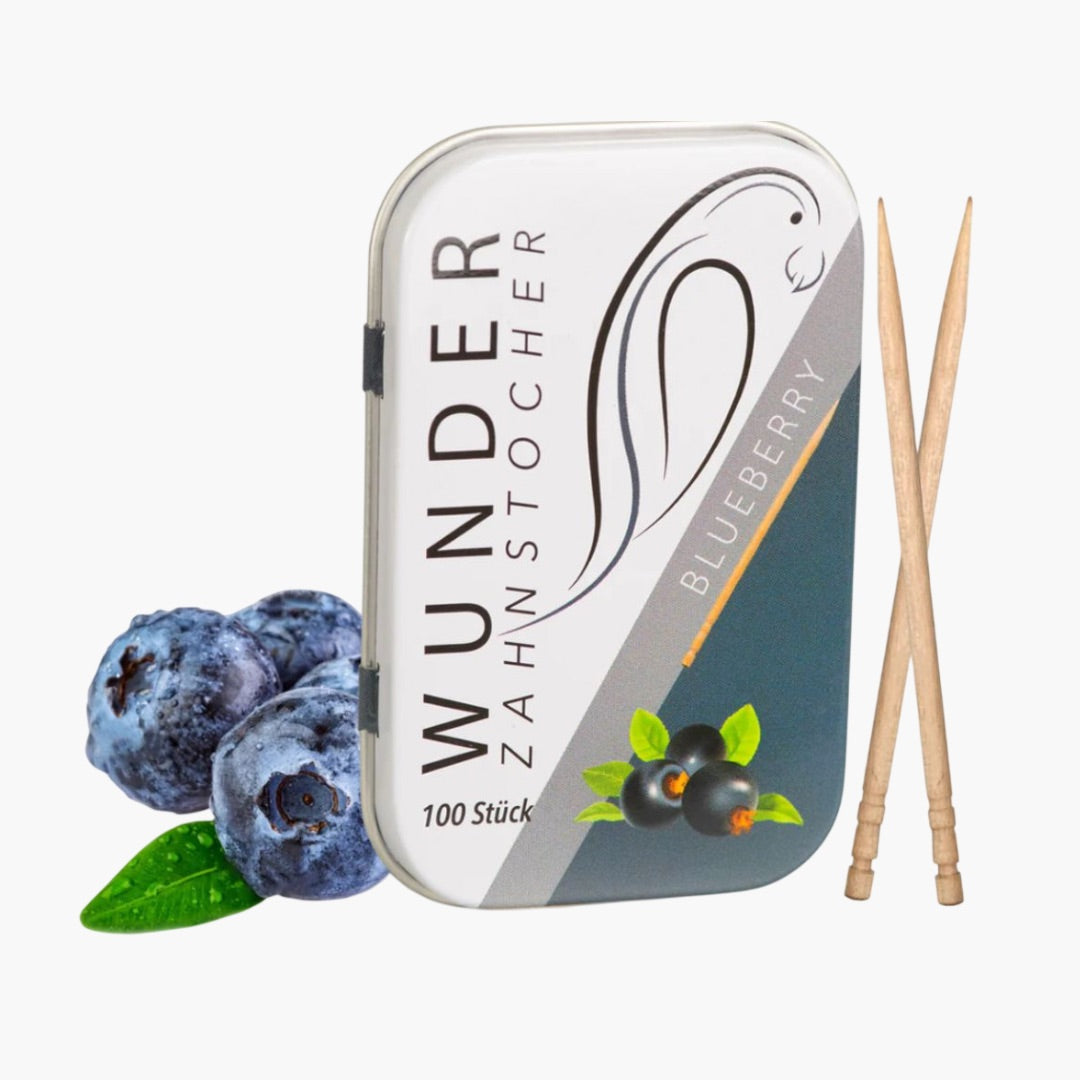 Wunder Zahnstocher Blaubeere 100 Stück – aromatisierte Zahnstocher mit Blaubeergeschmack bei Four5