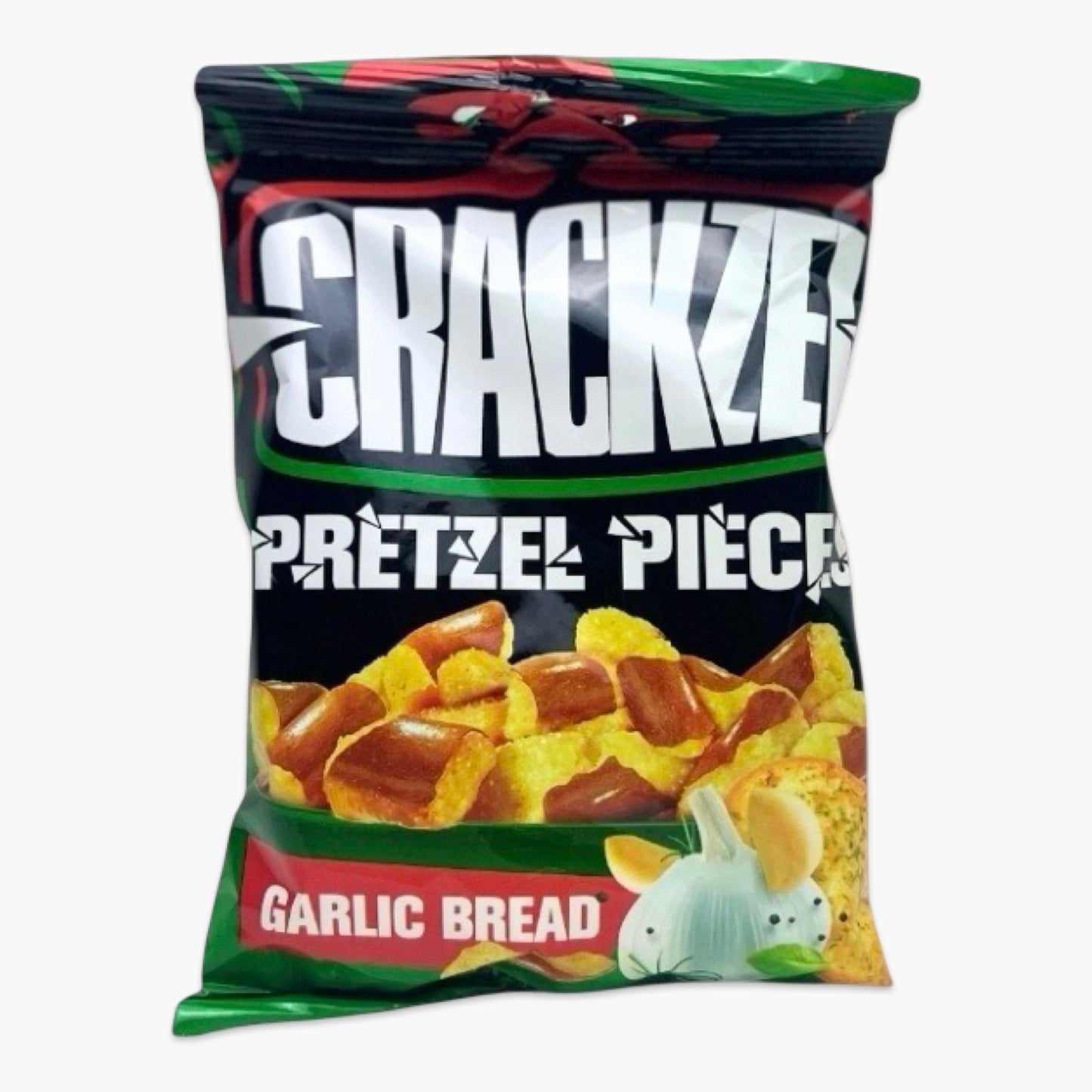 Crackzel Garlic Bread 85 g – knusprige Laugencracker mit intensivem Knoblauchbrot-Geschmack, herzhafter Snack in moderner Verpackung