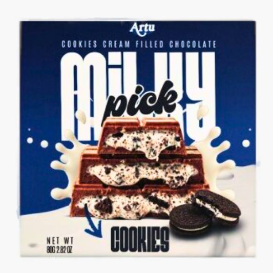 ARTU Chocolate Cookies 80 g – cremige Milchschokolade mit knusprigem Cookie-Geschmack bei Four5