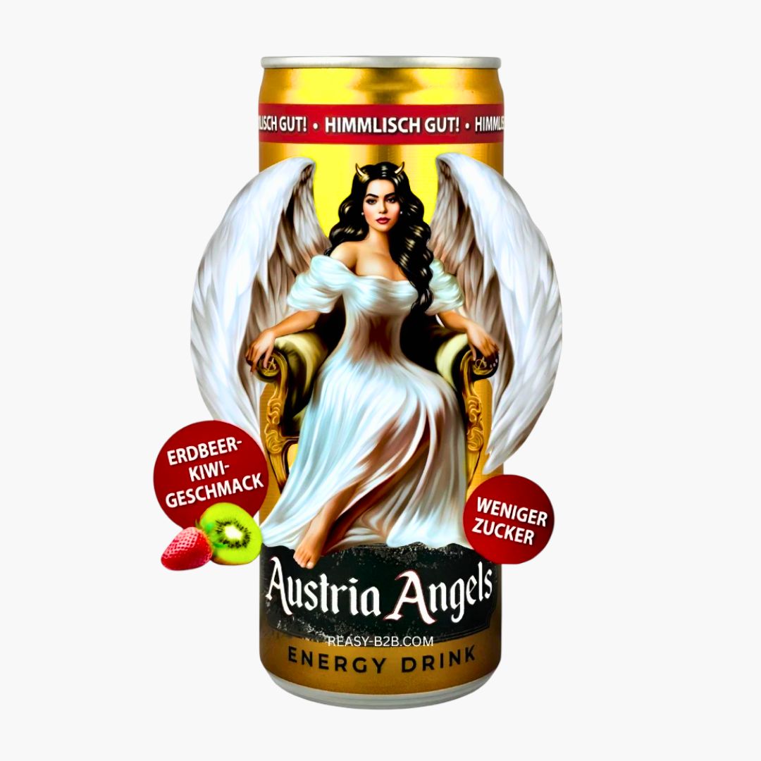 Austria Angels Energy Drink Erdbeer-Kiwi 250 ml – stylische Dose mit Engelmotiv, fruchtig & belebend