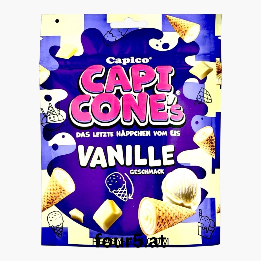 Capico Capi Cones Vanille 70 g – knusprige Waffelhörnchen mit cremiger Vanillefüllung, Snackpackung kaufen bei Four5