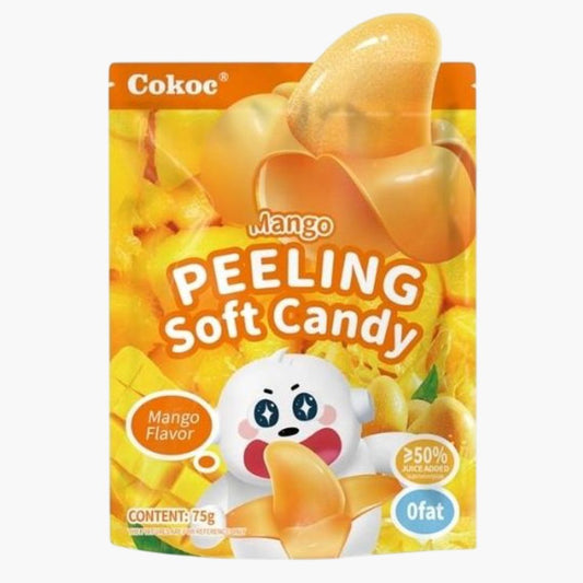 Cokoc Peeling Soft Candy Mango 75 g – gefüllte Kaubonbons mit tropischem Mango-Geschmack – erhältlich bei Four5