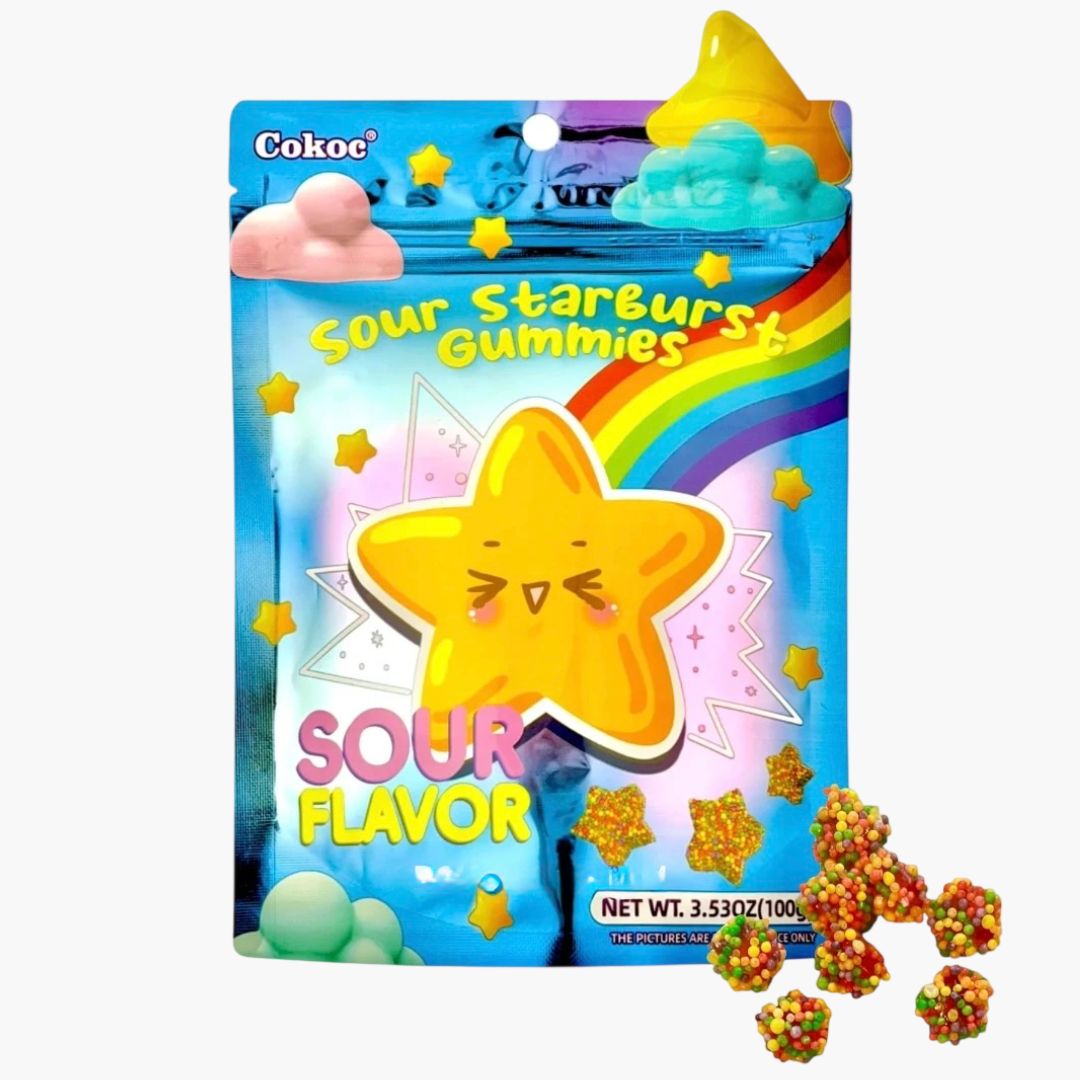 Cokoc Sour Starburst Gummy Cluster 100 g – saure Gummibonbons mit knuspriger Hülle bei Four5