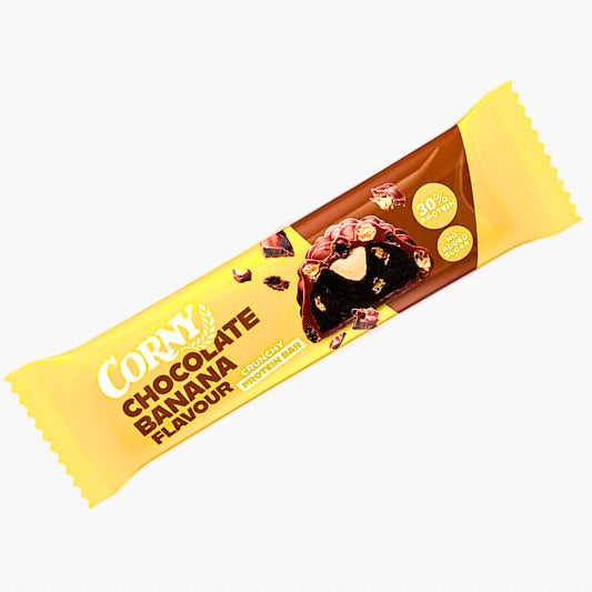 Corny Protein Crunchy Schoko-Banane 45 g – knuspriger Proteinriegel mit Schokolade, Bananengeschmack und 30 % Protein bei Four5
