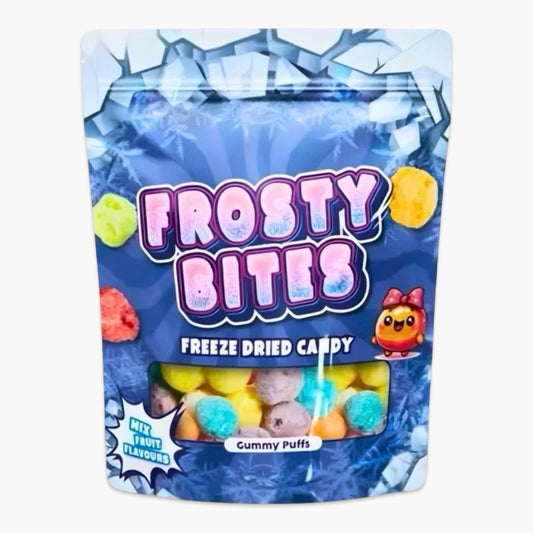 Frosty Bites Puffs Blue 50 g – gefriergetrocknete Puff-Süßigkeiten in intensivem Blau, extra knusprig & fruchtig, TikTok-Trendprodukt