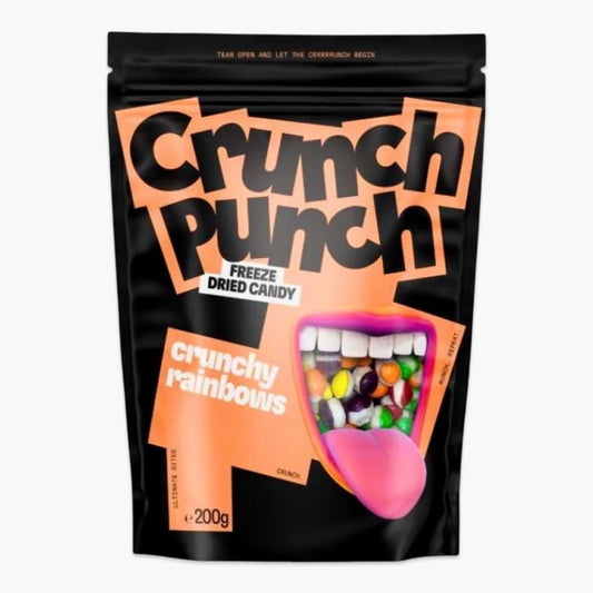 Crunch Punch Rainbows 50 g – gefriergetrocknete Kaubonbons in Regenbogenfarben, knusprig, fruchtig, bunt & texturreich