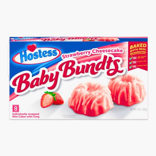Hostess Baby Bundts Strawberry Cheesecake 284 g – saftige Mini-Gugelhupfe mit Erdbeer-Käsekuchen-Geschmack, USA-Import, einzeln verpackt