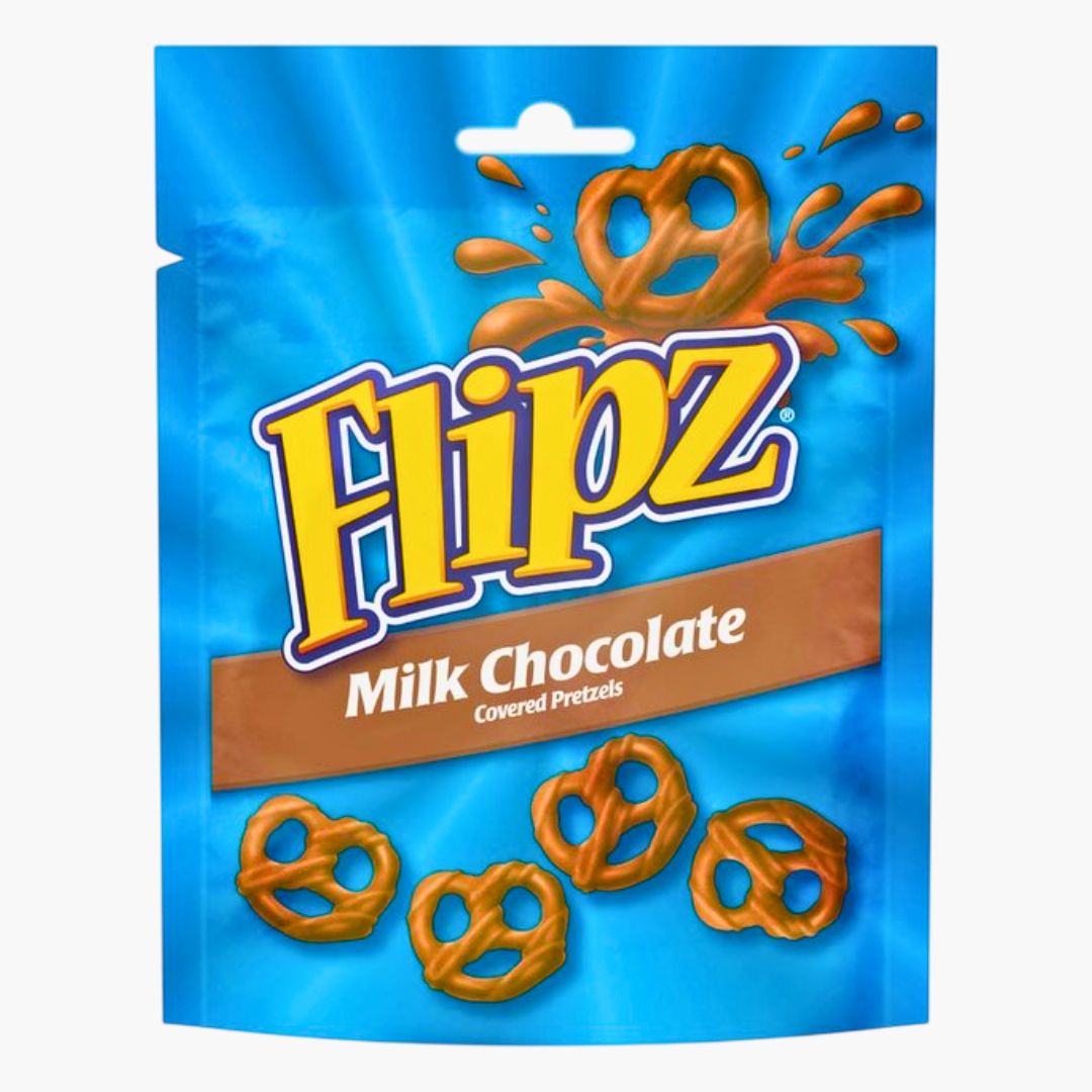 Flipz Milk Chocolate 90 g – knusprige Mini‑Brezeln in zarter Vollmilchschokolade, US‑Snack kaufen bei Four5
