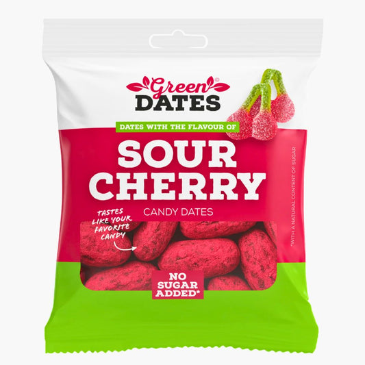 Green Dates Sour Cherry 90 g – vegane Datteln mit saurer Kirschnote, zuckerfrei und glutenfrei, kaufen bei Four5