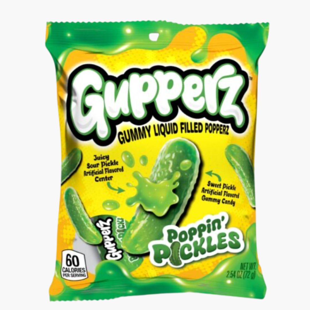 Gupperz Gummy Popperz Poppin Pickles 72 g – saure Gummibonbons mit flüssigem Kern bei Four5