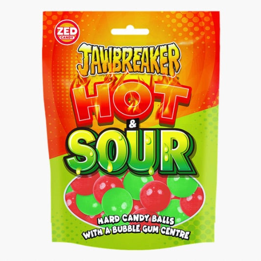JawBreaker Hot & Sour Hard Candy Balls 132 g – extra harte Bonbons mit scharf-saurem Geschmack und Kaugummikern bei Four5