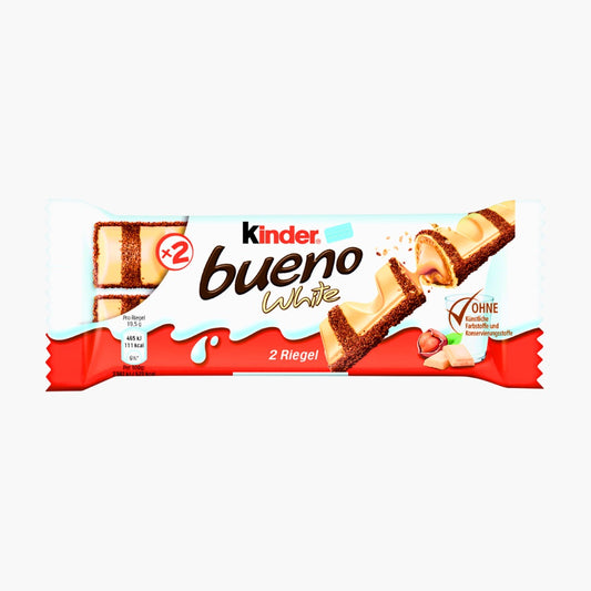 Kinder Bueno White 39 g – weißer Schoko‑Waffelriegel mit Haselnuss‑Milchfüllung kaufen in Österreich bei Four5