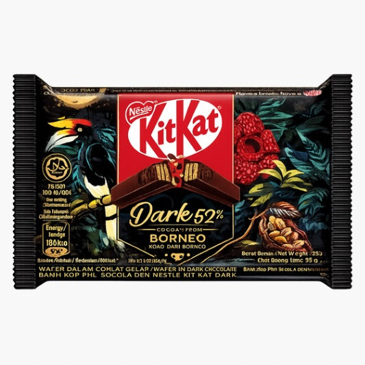 KitKat Dark Borneo 35 g – knuspriger Waffelriegel mit intensiver Borneo-Zartbitterschokolade aus Malaysia bei Four5