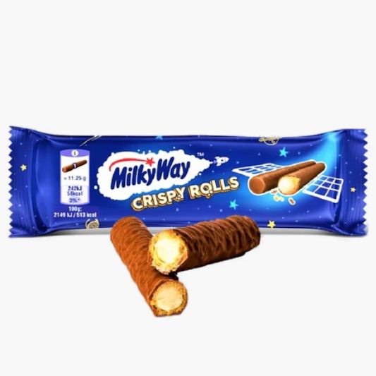 Milky Way Crispy Rolls 22,5 g – knusprige Waffelröllchen mit luftiger Milchcreme und zarter Milchschokolade bei Four5