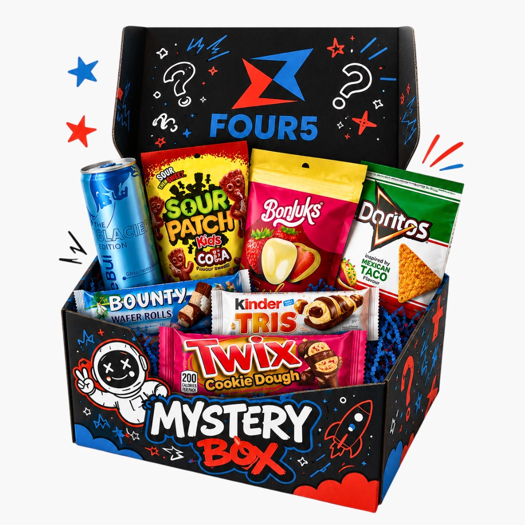 Mystery Box L - große Überraschungsbox mit internationalen Snacks, Süßigkeiten und Getränken aus aller Welt, bunt & exklusiv