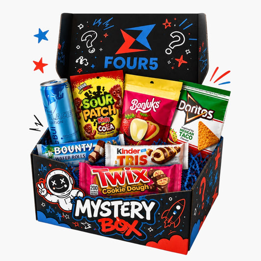Mystery Box L - große Überraschungsbox mit internationalen Snacks, Süßigkeiten und Getränken aus aller Welt, bunt & exklusiv