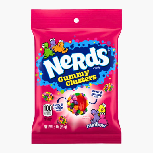 Nerds Gummy Cluster Rainbow 85g – weiche Kaubonbons mit knackiger Nerds-Hülle, bunter Mix aus USA mit Rainbow-Geschmack