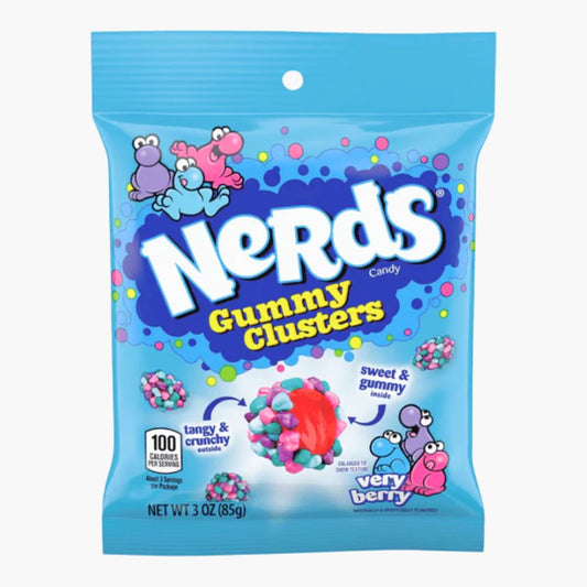 Nerds Gummy Cluster Very Berry 85g – Fruchtgummis mit bunter Nerds-Kruste in intensiven Beerengeschmäckern, USA-Süßigkeit mit Crunch