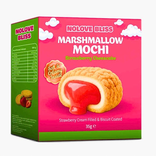 NoLove Marshmallow Mochi Strawberry Cheesecake 45 g – weiches Mochi mit cremiger Strawberry-Cheesecake-Marshmallow-Füllung bei Four5