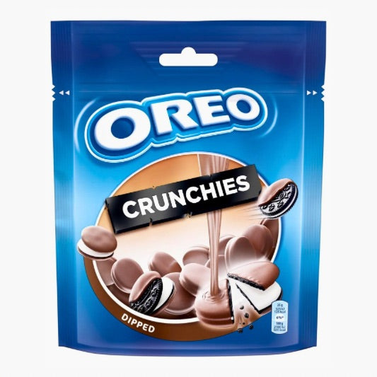 Oreo Crunchy Bites Dipped 110 g – knusprige Mini-Oreo-Kakaokekse mit Vanillecreme und Schokoladenüberzug bei Four5