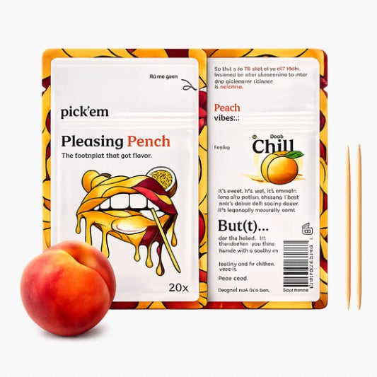 Pick’em Zahnstocher Pleasing Peach 20 Stk – aromatisierte Birkenholz-Zahnstocher mit saftigem Pfirsichgeschmack bei Four5