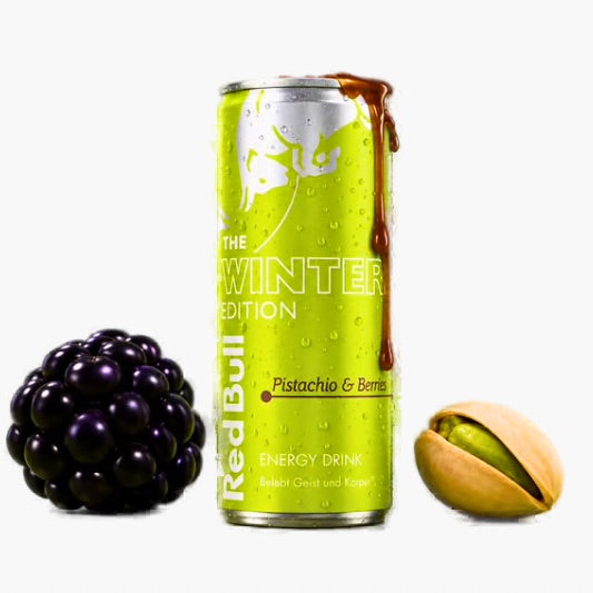 Red Bull Pistachio & Berries 250 ml Winter Edition 2026 – limitierter Energy Drink mit Pistazien-, Beeren- und Karamellgeschmack kaufen in Österreich bei Four5.