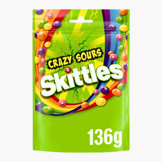 Skittles Crazy Sours 136 g – übergroße saure Skittles in bunten Farben – erhältlich bei Four5