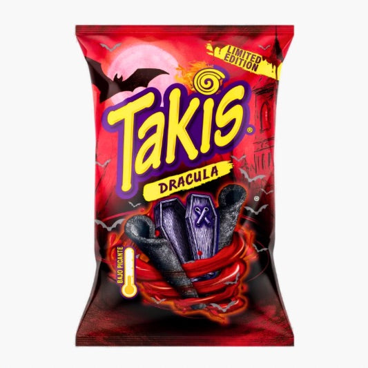 Takis Dracula 100 g – schwarze gerollte Maissnacks mit würzigem Teriyaki-Geschmack in Halloween Limited Edition kaufen in Österreich bei Four5.