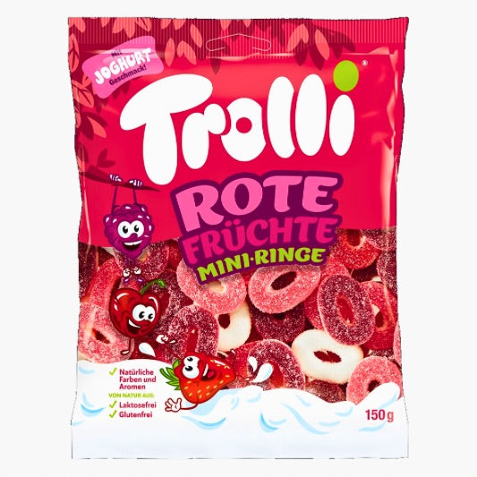 Trolli Red Fruits Mini Rings Yoghurt 100 g – fruchtige Mini-Ringe mit Erdbeer-, Himbeer-, Kirsch- und Joghurtgeschmack kaufen in Österreich bei Four5.